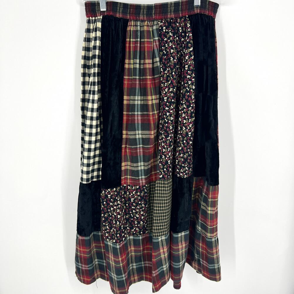 Vintage Austin Harris Womens Patchwork Boho Hippie Skirt Size L Preowned